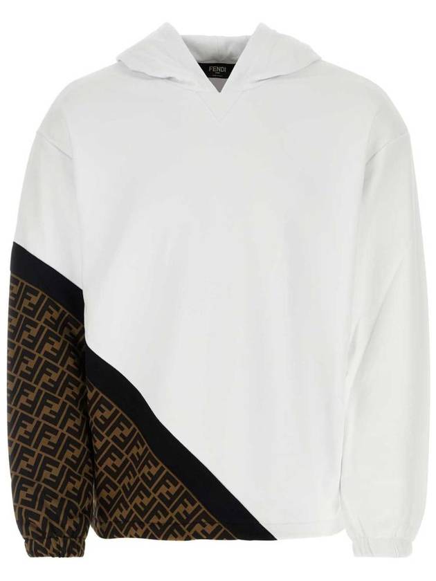 Luxury Fendi Monogram Logo Hoodie White