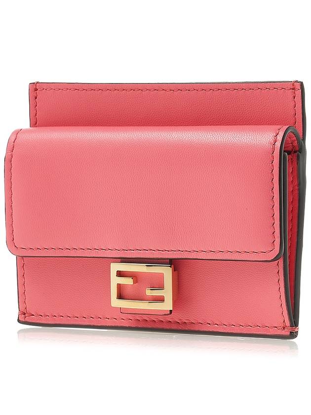 Luxury Fendi FF Baguette Flap Card Wallet Rosa
