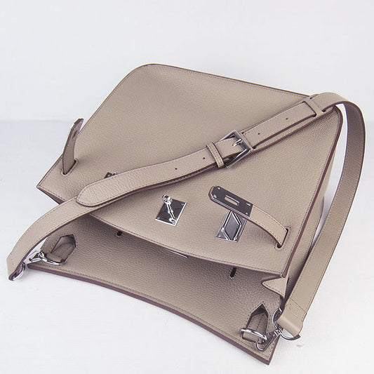 Luxury Hermes Leather Shoulder bag H6508 grey silver