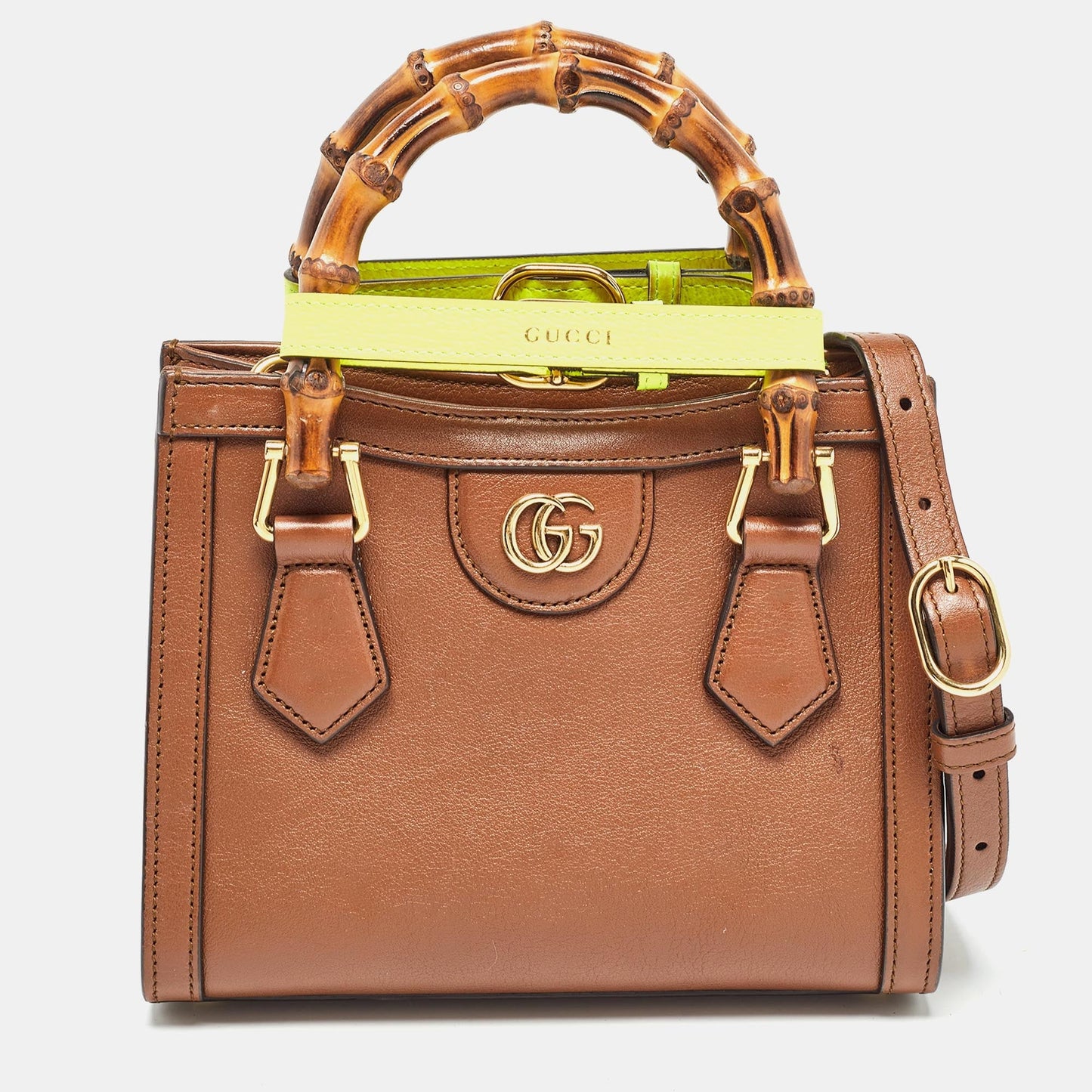Luxury Gucci Trending 2025 Brown Leather Mini Diana Tote