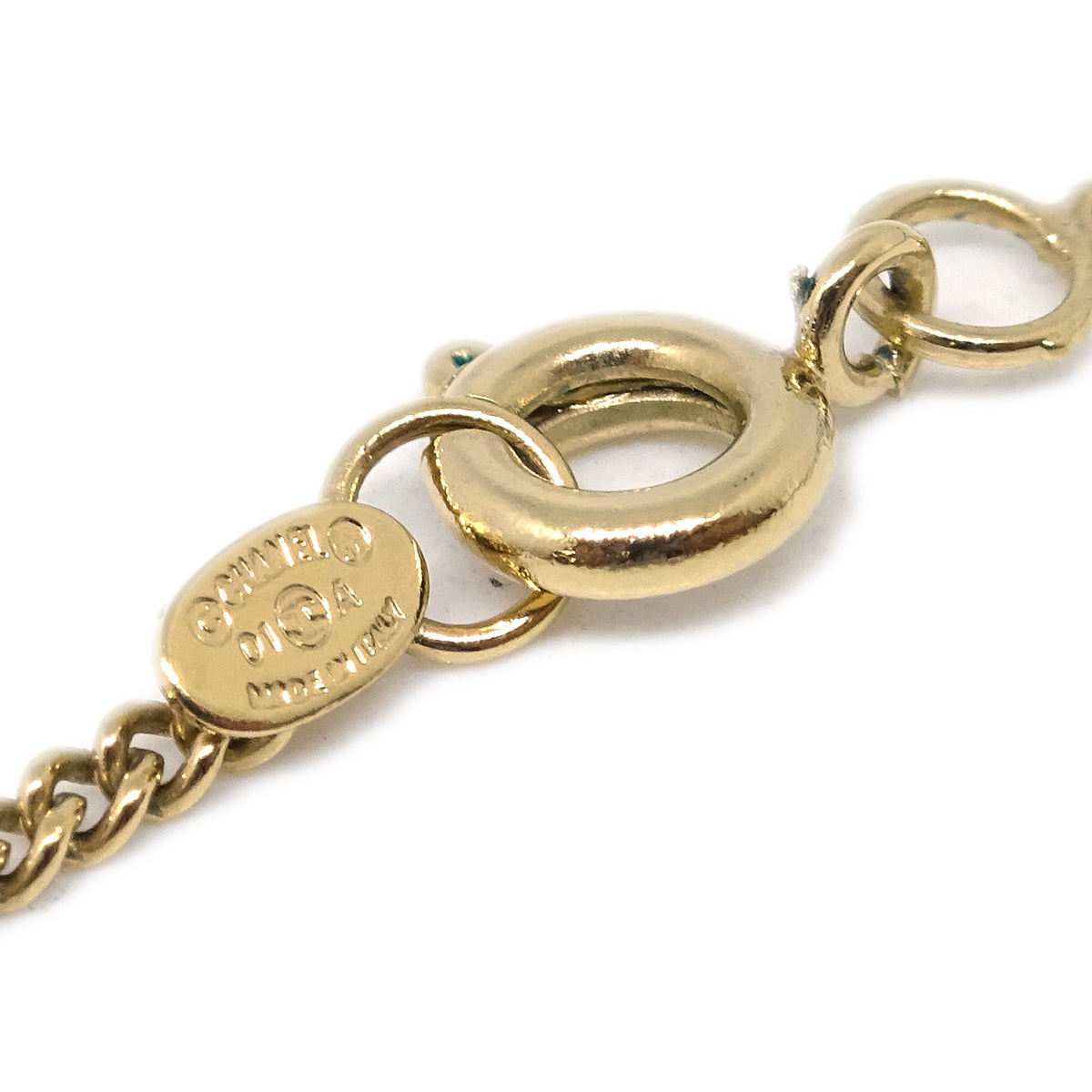 Chanel CC Chain Pendant Necklace Gold Pink 01A
