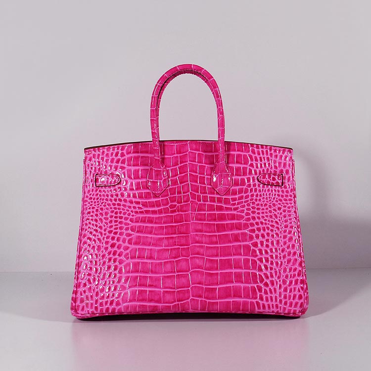 Luxury Hermes Birkin 35cm Crocodile Leather Handbag Rose Gold