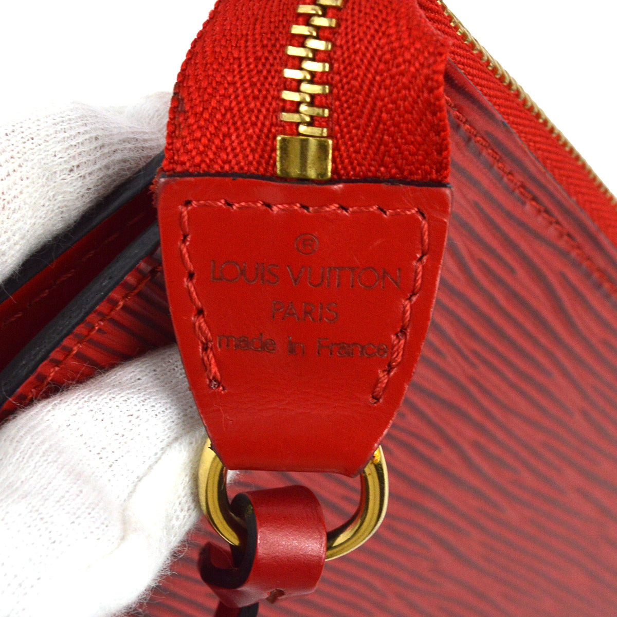 Louis Vuitton 2002 Red Epi Pochette Accessoires Handbag M52947