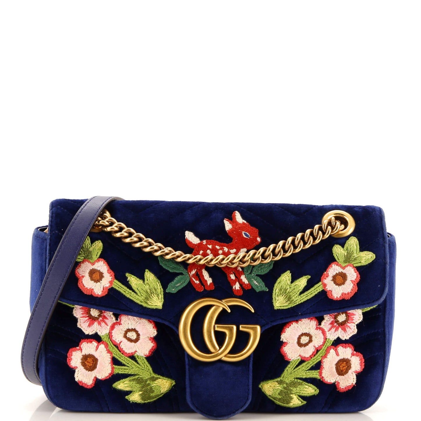 Luxury Gucci Trending 2025 GG Marmont Flap Bag Embroidered Matelasse Velvet Small