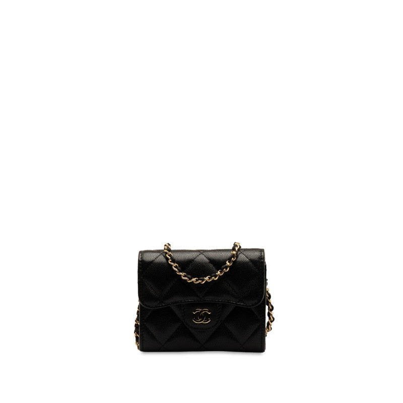 Chanel Matrases Coco Mini Chain Wallet Black G Caviar S  Chanel