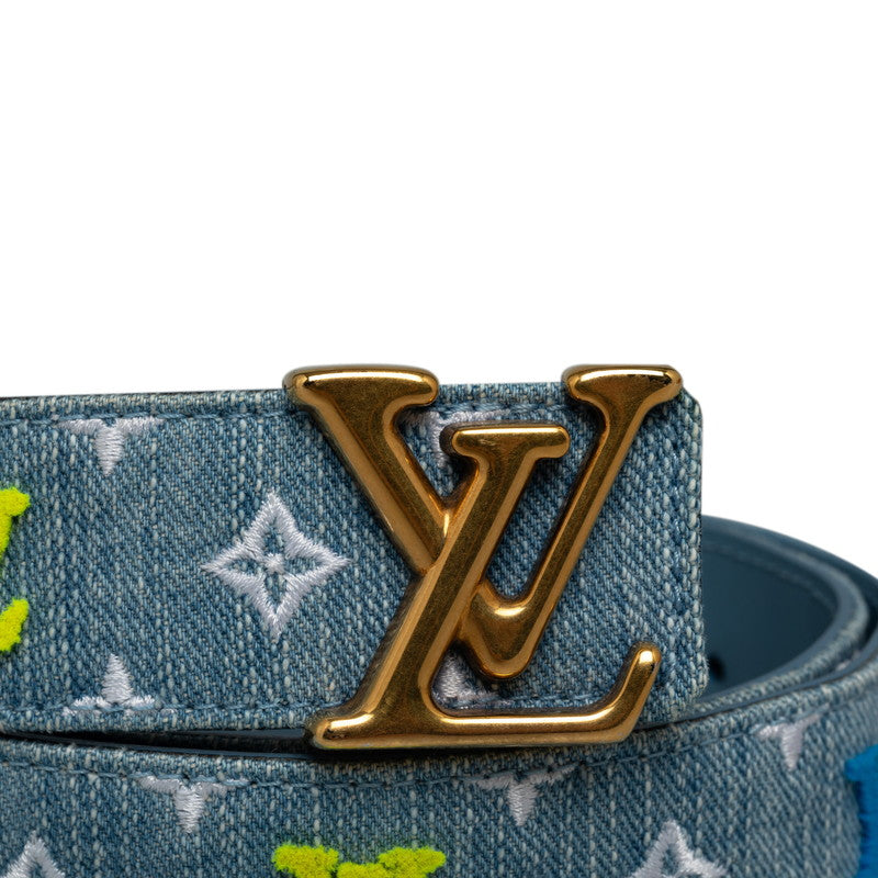 Louis Vuitton Monogram Denim Sanctuary LV New Wave Belt Size 80/32 M0146 Light Blue Multicolor Denim Leather  Louis Vuitton