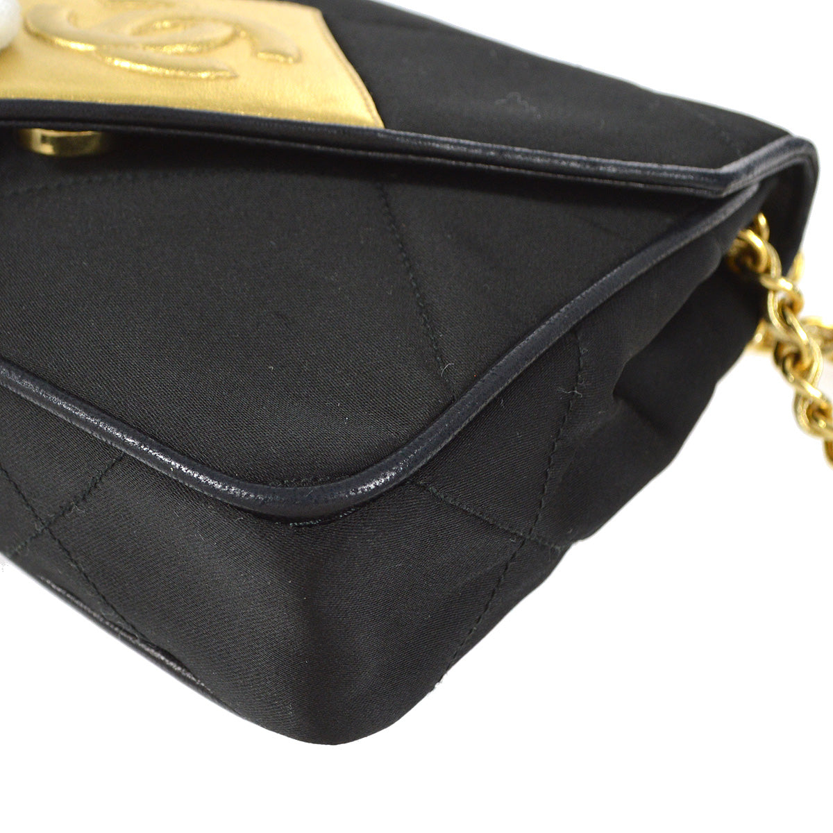 Luxury Chanel 1989-1991 Flap Shoulder Bag Mini Black Satin