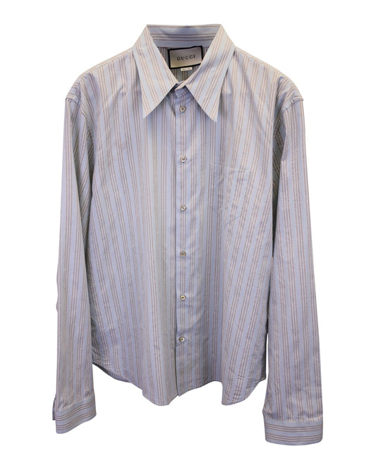 Gucci Striped Dress Shirt in Light Blue Cotton