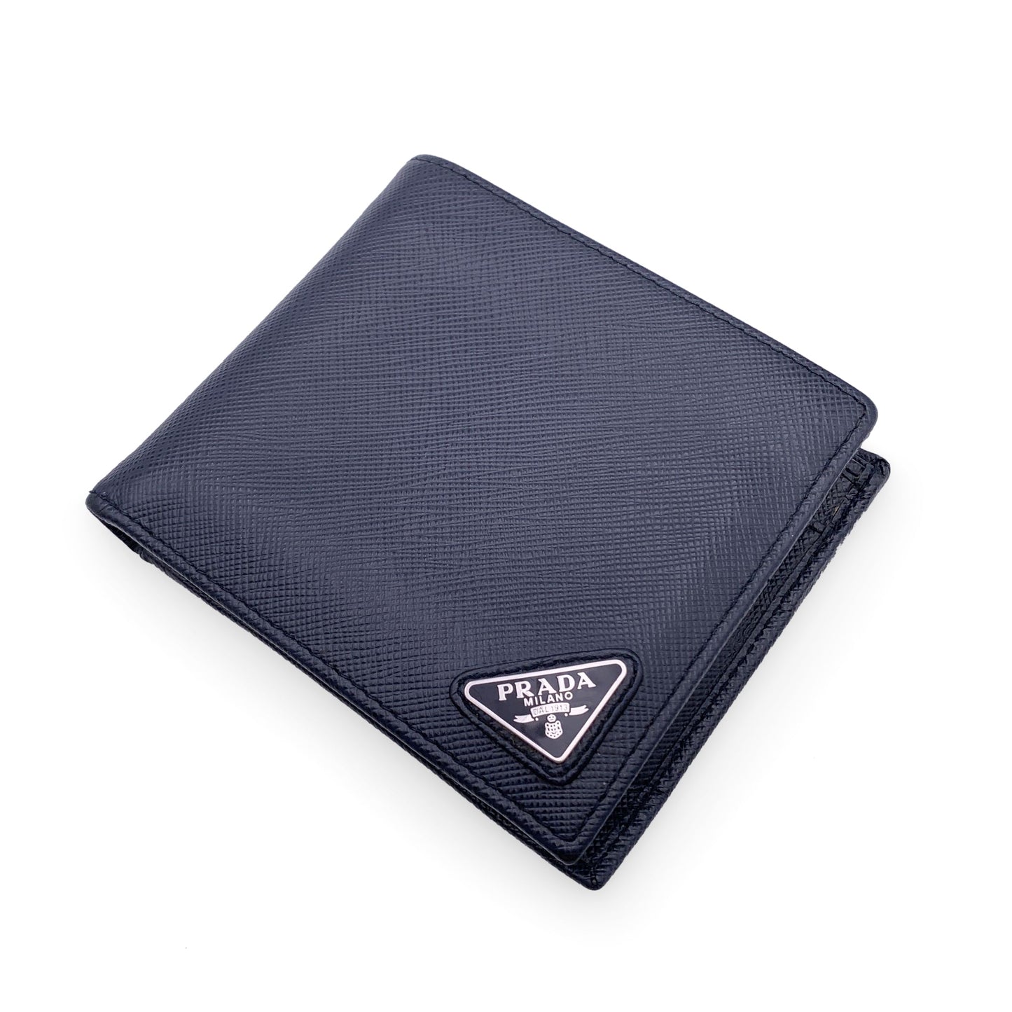 Luxury PradaBlue Saffiano Leather Bifold Wallet Coin Purse
