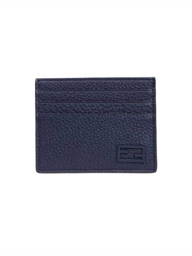 Luxury Fendi Leather Card Wallet Navy