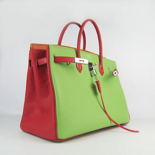 Luxury Hermes Birkin 35cm Togo Leather Handbags 6099 Red/Orange/Green S