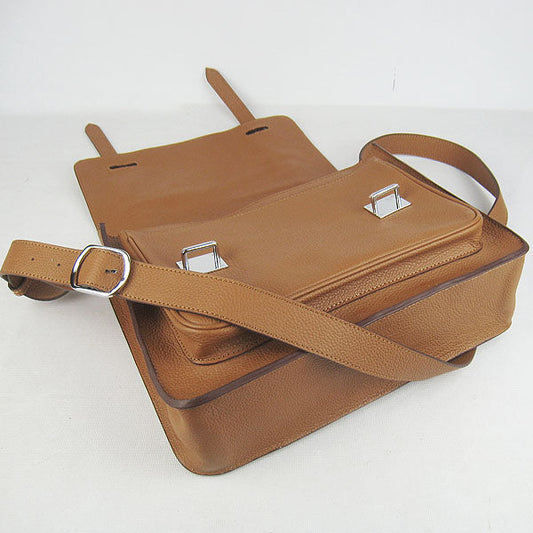 Luxury Hermes Steve H2810 Shoulder Bag Lambskin Coffee