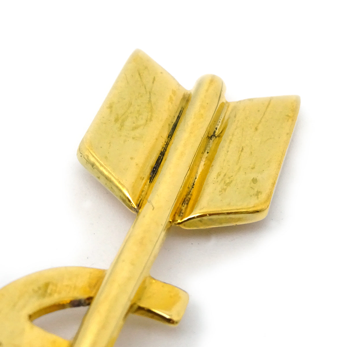 Luxury Chanel Bow And Arrow Brooch Pin Gold 93A