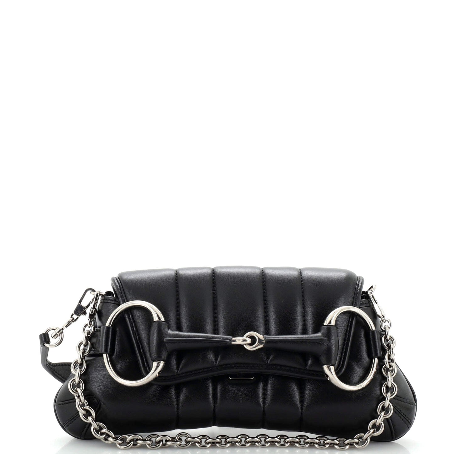 Luxury Gucci Trending 2025 Horsebit Chain Shoulder Bag Vertical Quilted Leather Small