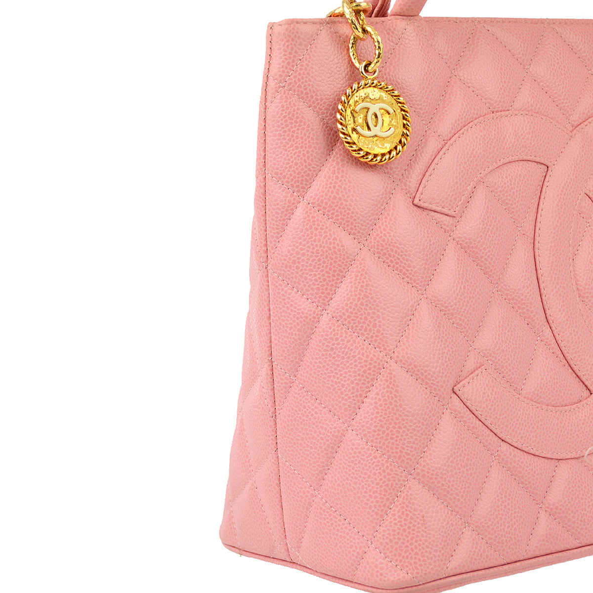 Luxury Chanel Pink Caviar Medallion Tote Handbag