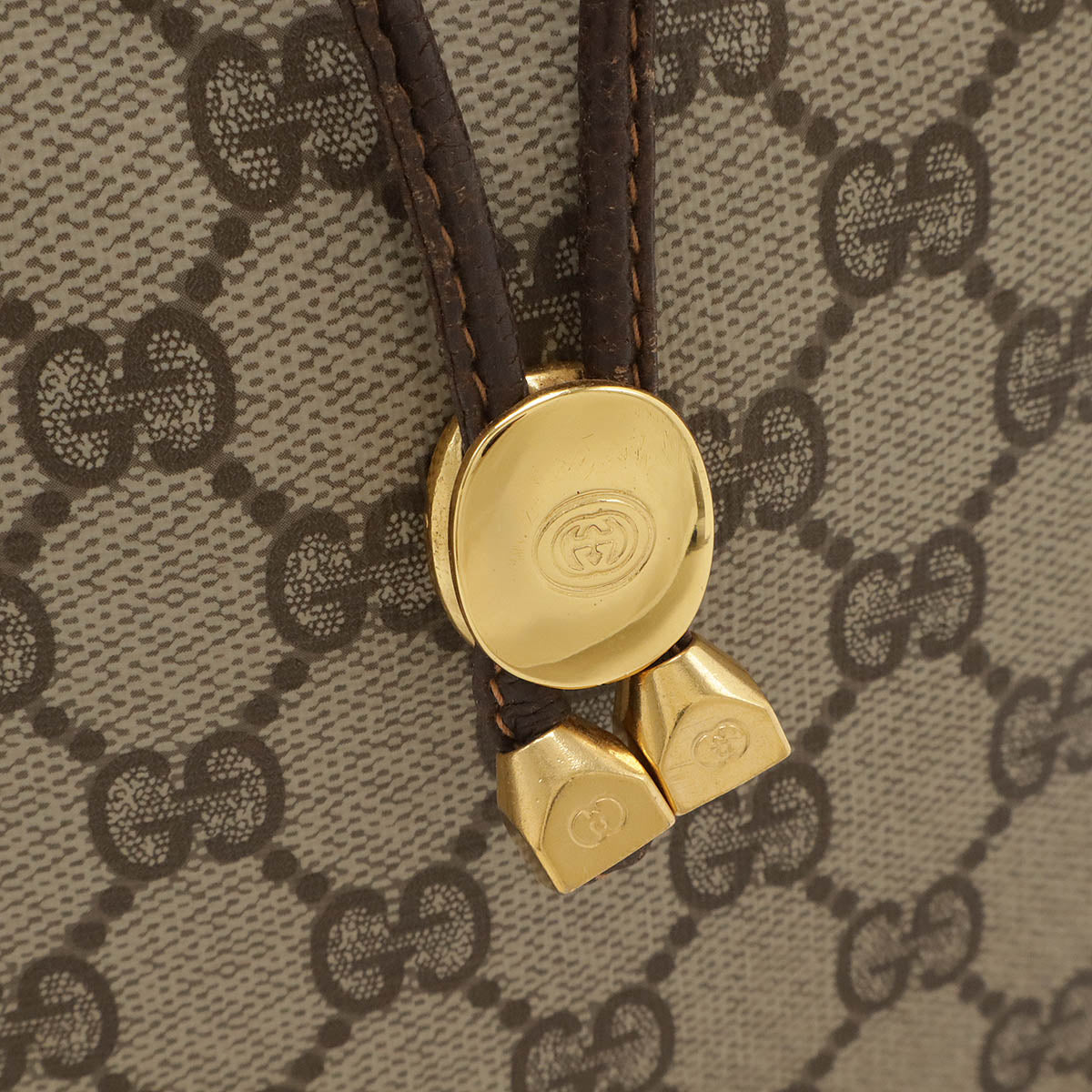 Gucci GG Plus Drawstring Shoulder Bag PVC Leather