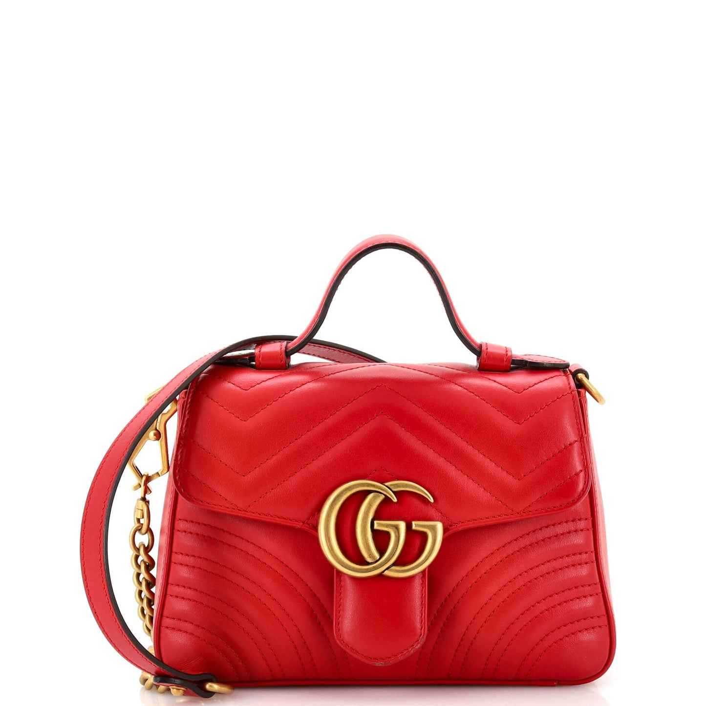 Luxury Gucci Trending 2025 GG Marmont Top Handle Flap Bag Matelasse Leather Mini