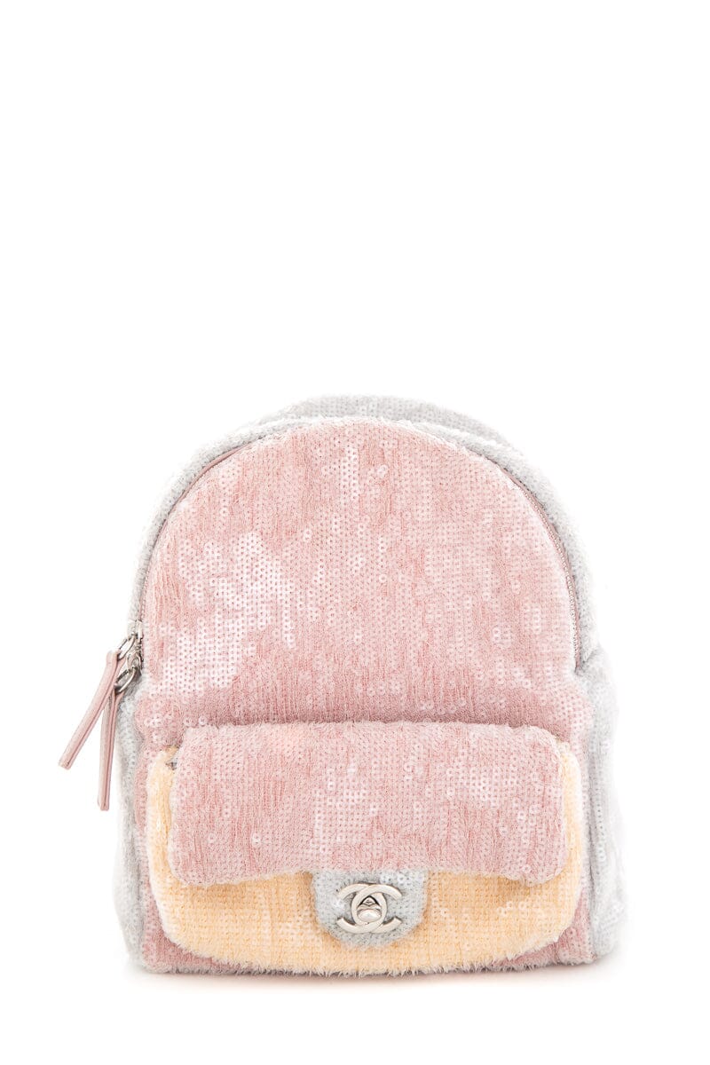 Luxury Chanel 2018 Multicolor Sequin Waterfall Tricolor Backpack