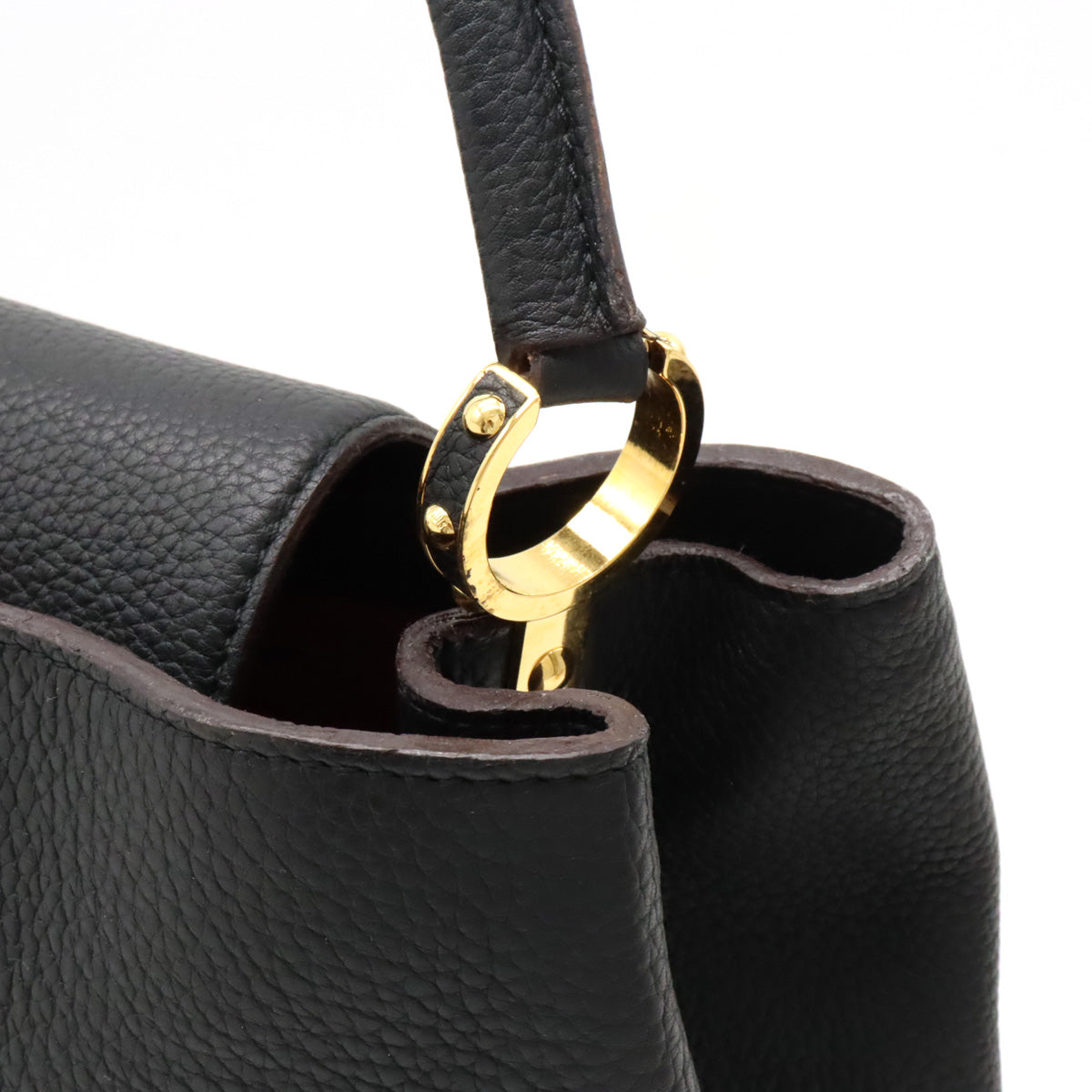 LOUIS VUITTON Louis Vuitton Capsine MM Handbag  Leather Black Black Gold  M48864