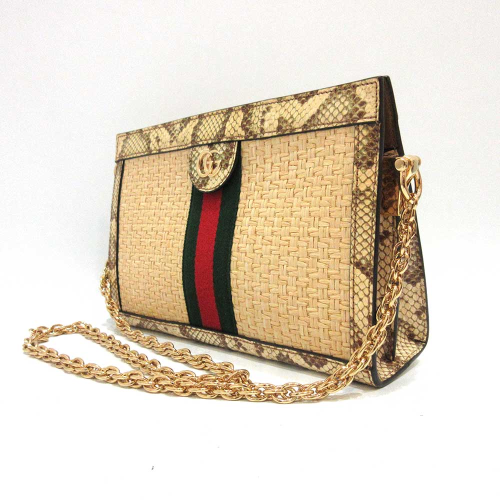 Luxury Gucci Trending 2025 Ophidia GG Small Raffia Python Shoulder Bag