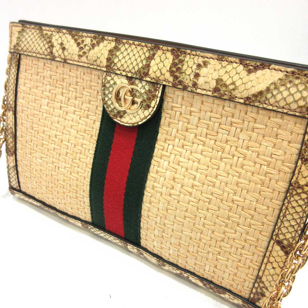 Luxury Gucci Trending 2025 Ophidia GG Small Raffia Python Shoulder Bag