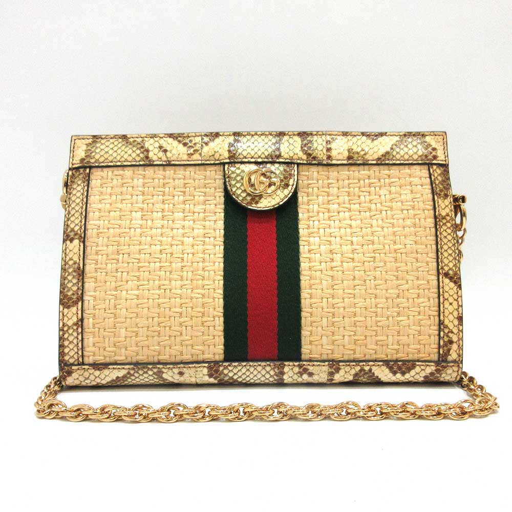 Luxury Gucci Trending 2025 Ophidia GG Small Raffia Python Shoulder Bag