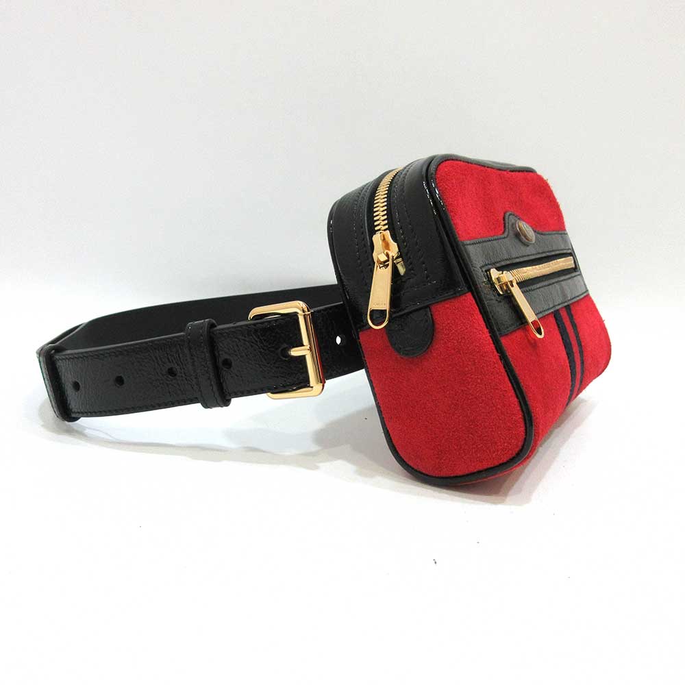 Luxury Gucci Trending 2025 Ophidia Suede Enamel Belt Bag