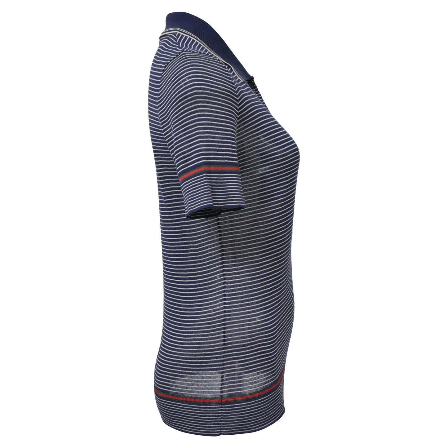 Luxury Gucci Trending 2025 Striped Knit Polo Shirt in Navy Blue Silk