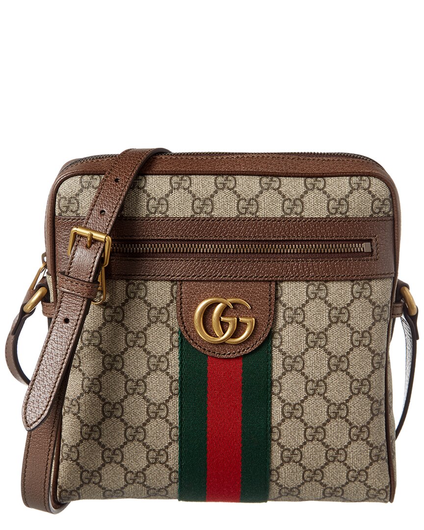 Luxury Gucci Trending 2025 Ophidia GG Supreme Canvas & Leather Small Messenger Bag, Brown