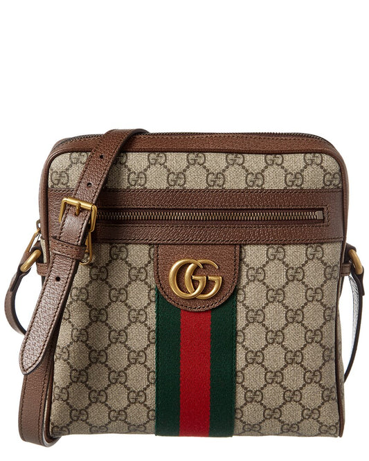 Luxury Gucci Trending 2025 Ophidia GG Supreme Canvas & Leather Small Messenger Bag, Brown