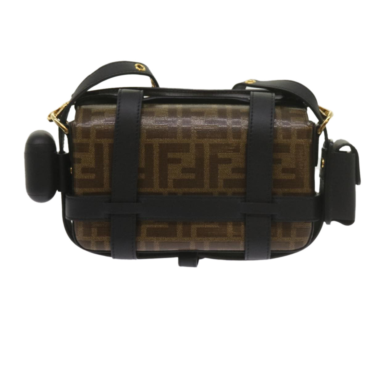 Luxury FendiZucca Canvas Shoulder Bag Black Brown60492A