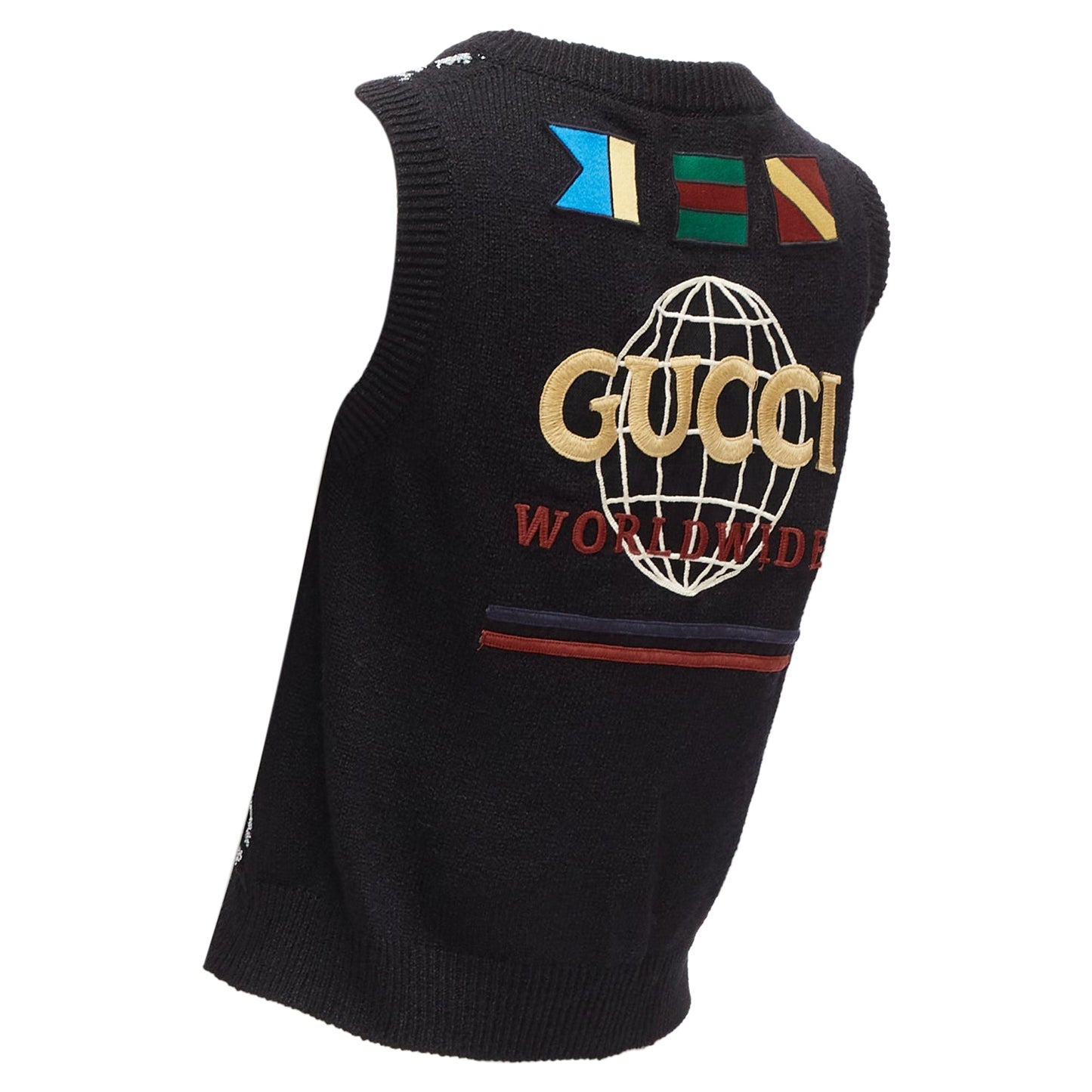 Gucci silver diamong argyle floral embellished sweater vest