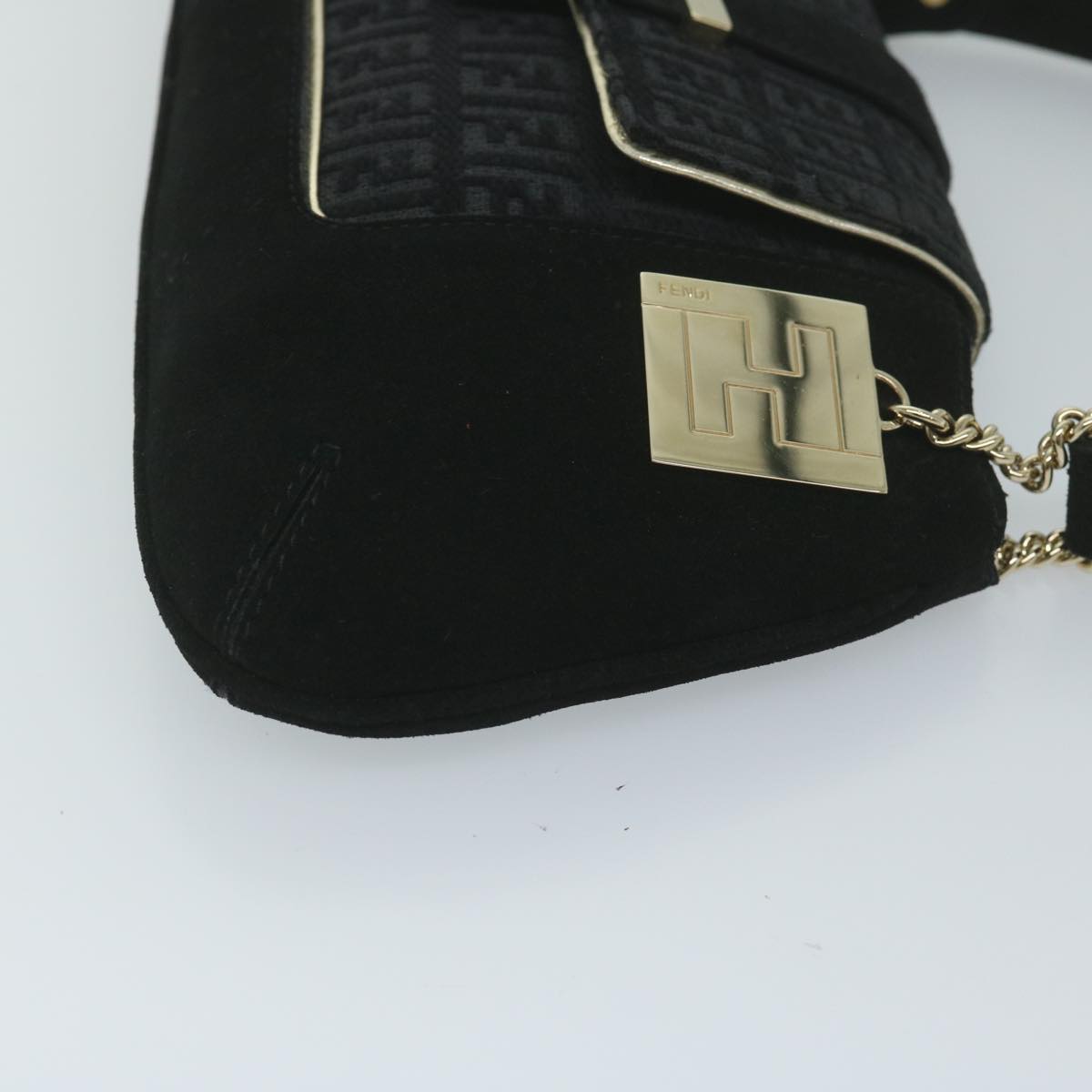 Luxury FendiZucchino Canvas Shoulder Bag Black60578