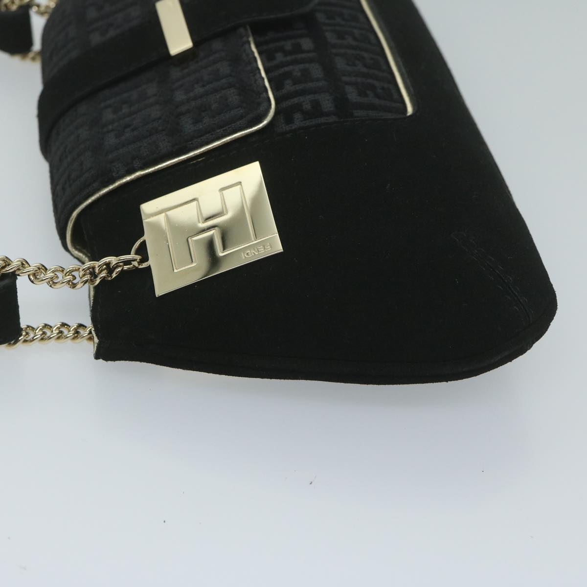 Luxury FendiZucchino Canvas Shoulder Bag Black60578