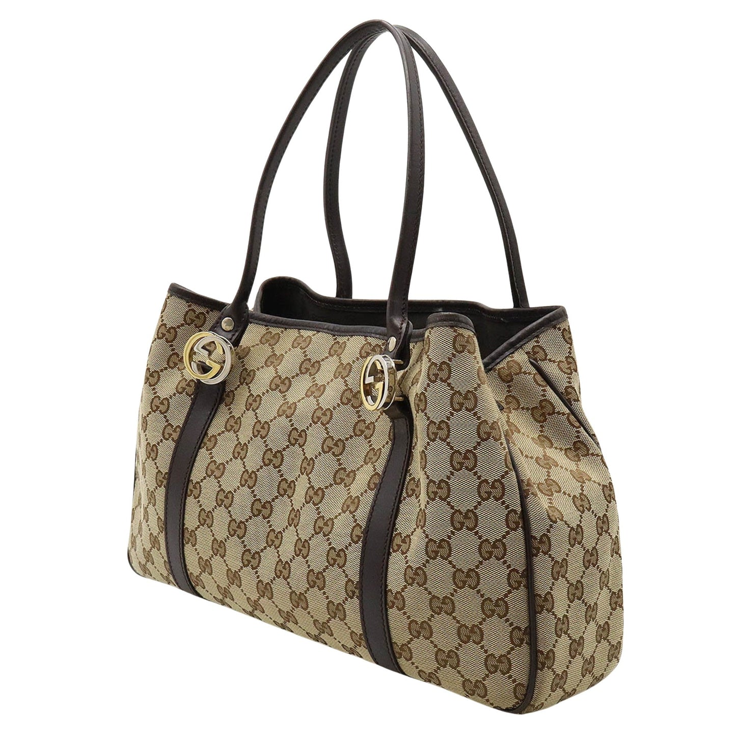 Gucci Gg Canvas  Leather Tote Bag ()
