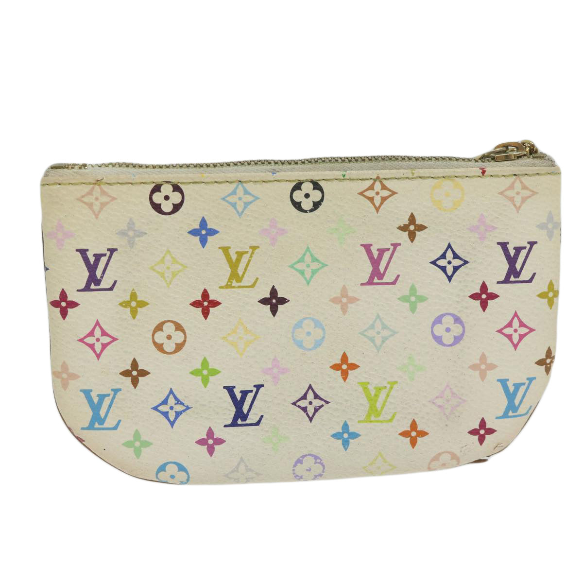 LOUIS VUITTON Monogram Multicolor Pochette MM Pouch White M60028 LV 60840