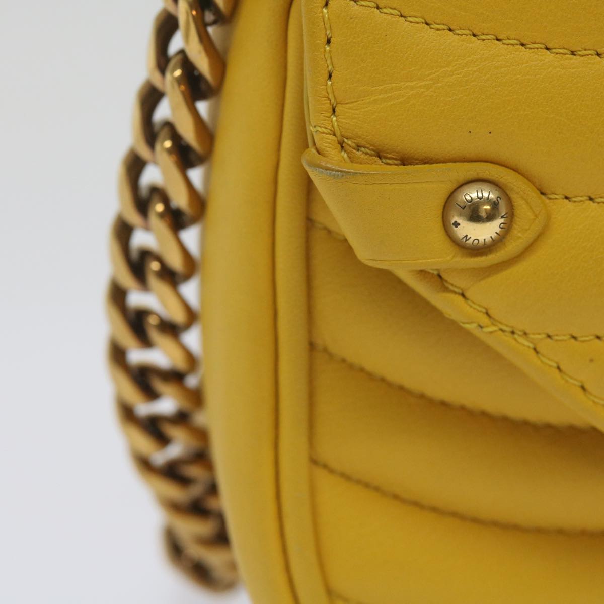 LOUIS VUITTON New Wave Chain Bag PM Shoulder Bag Leather Yellow LV 60852A