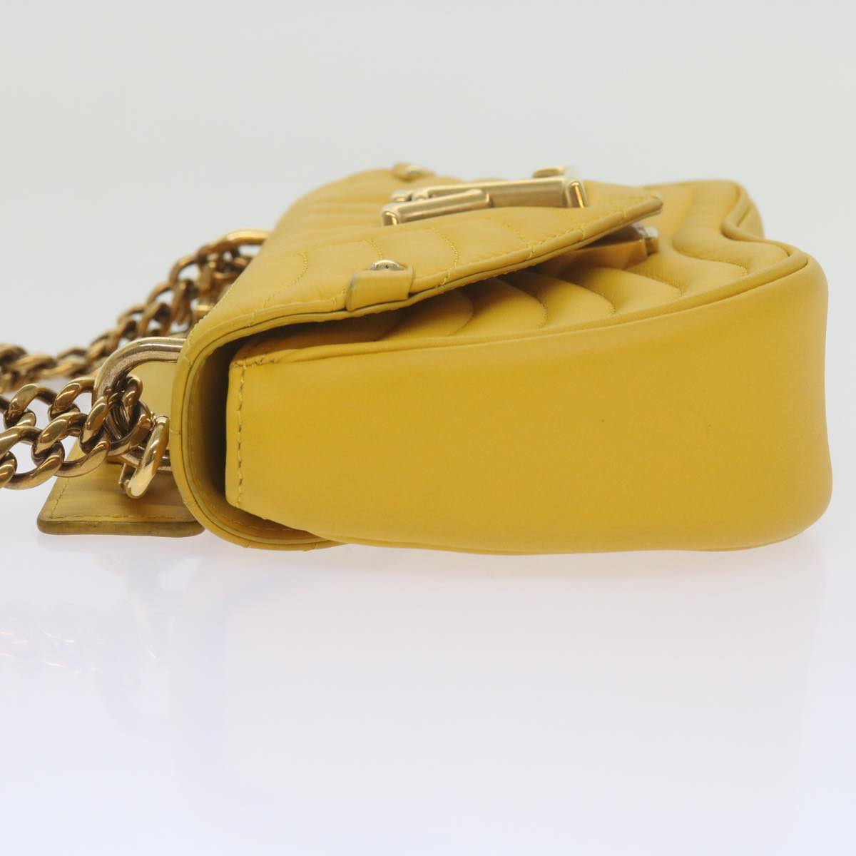 LOUIS VUITTON New Wave Chain Bag PM Shoulder Bag Leather Yellow LV 60852A
