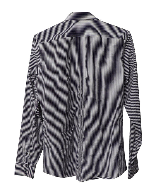 Luxury Gucci Trending 2025 Striped Button Front Slim Fit Shirt in Black and White Cotton