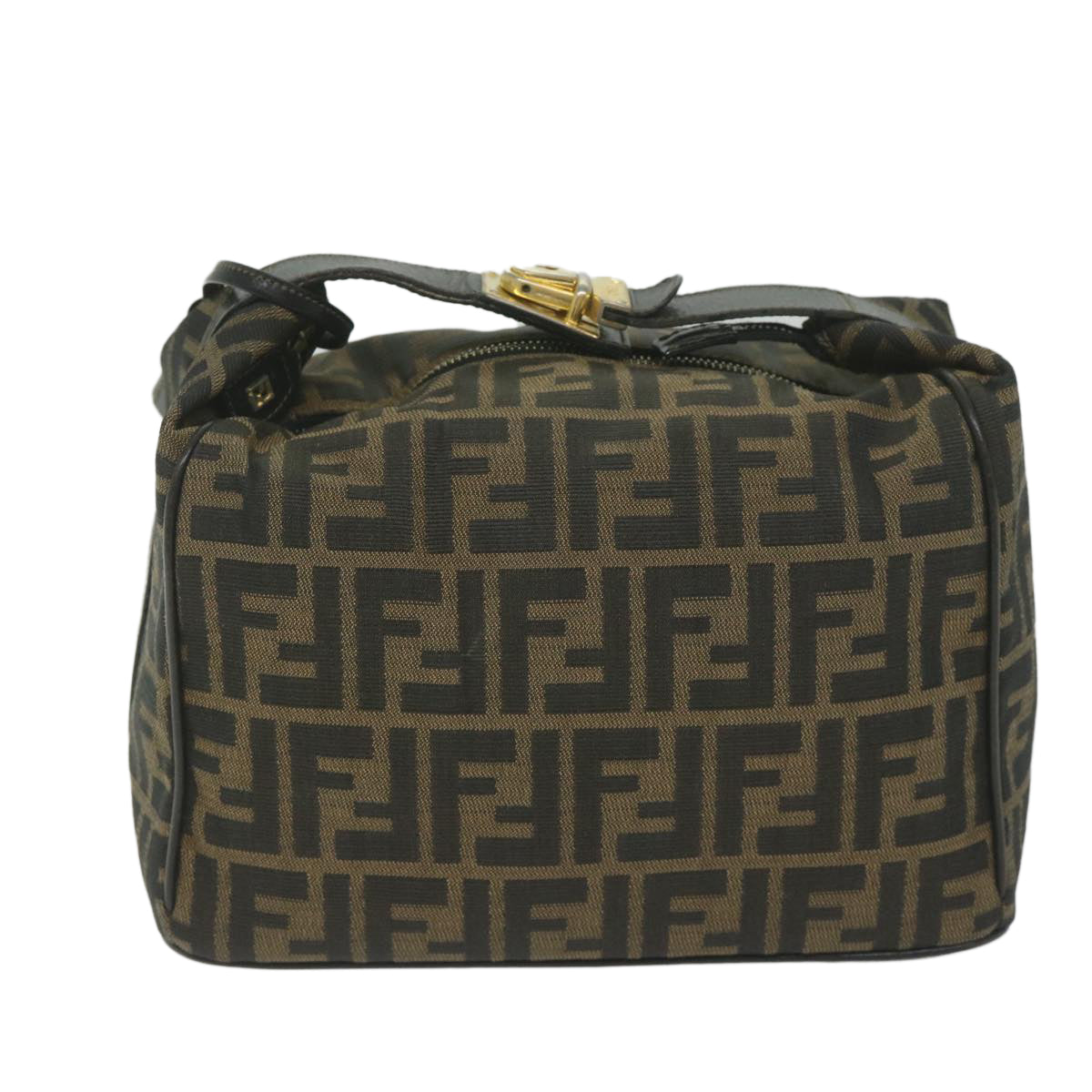 Luxury FendiZucca Canvas Vanity Cosmetic Pouch Black Brown 2111 26348 07860923