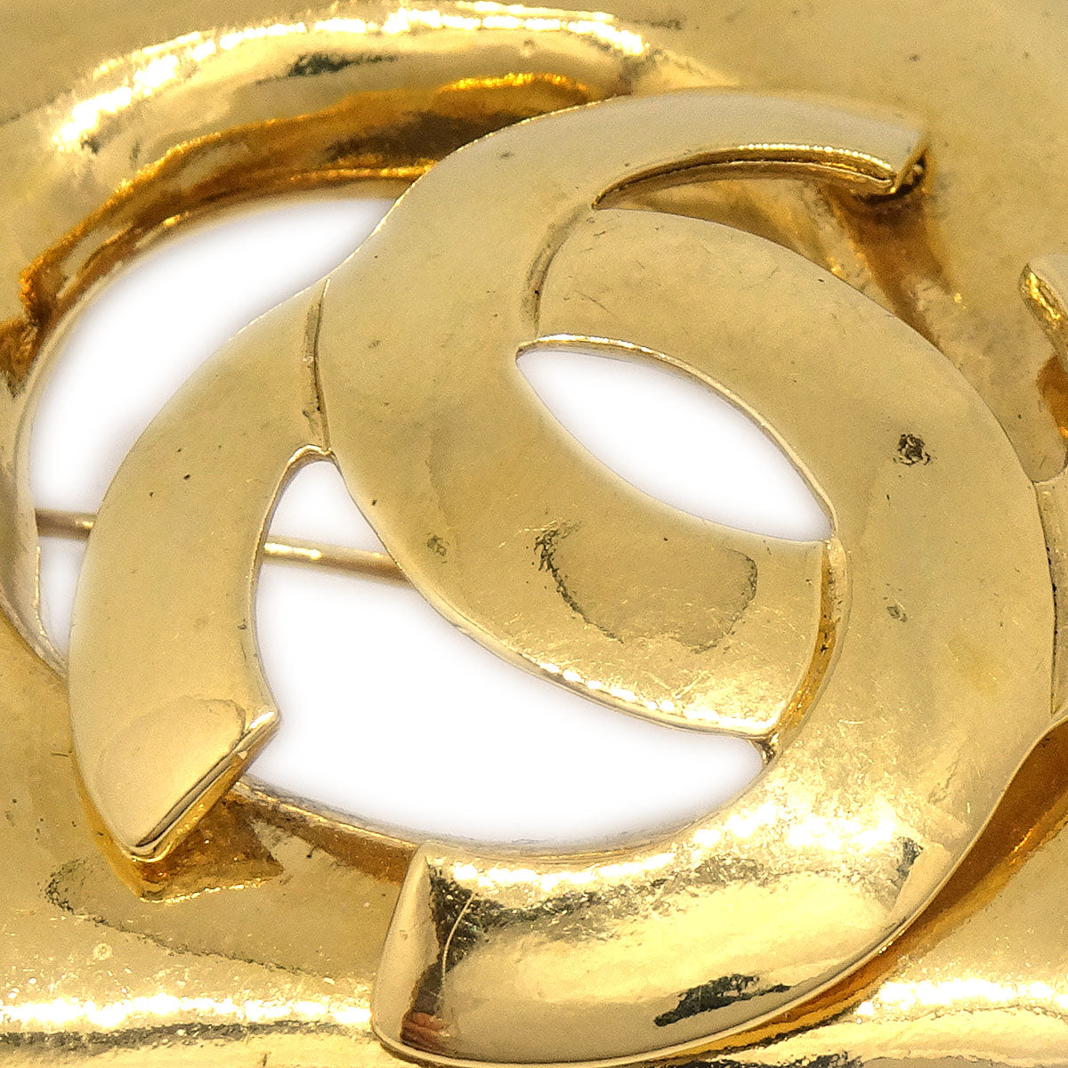 Luxury Chanel 1997 Diamond Brooch Pin Gold