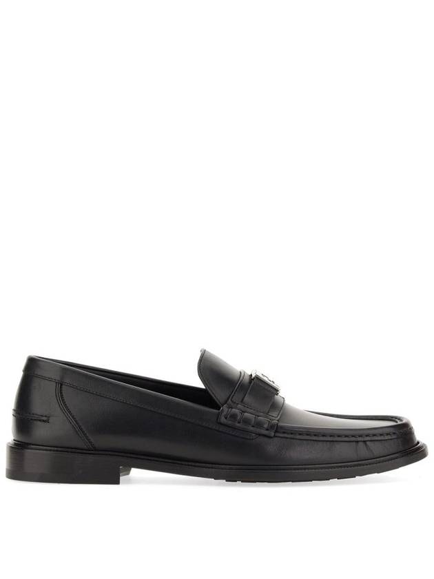 Luxury Fendi FF Square Leather Loafers Black