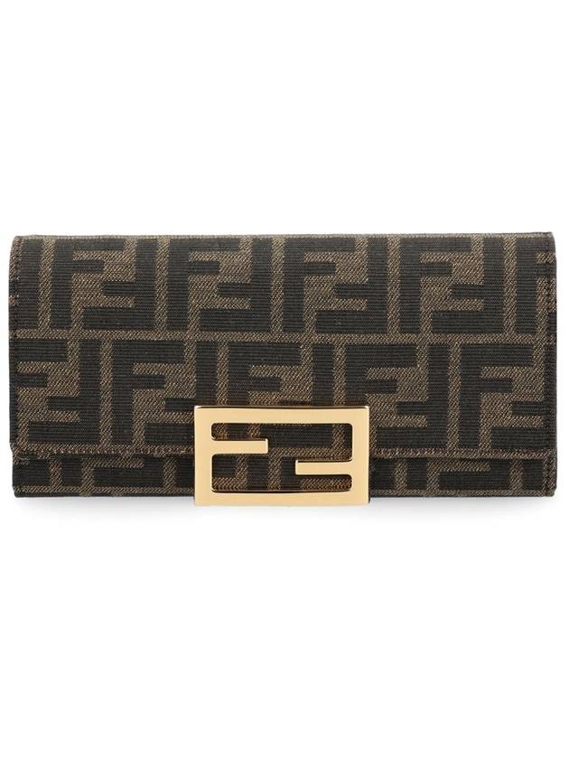 Luxury Fendi Fabric Chain Long Wallet Brown