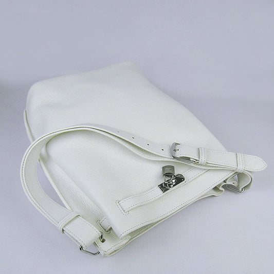 Luxury Hermes Nappa Leather Shoulder Bag H2804 white Silver