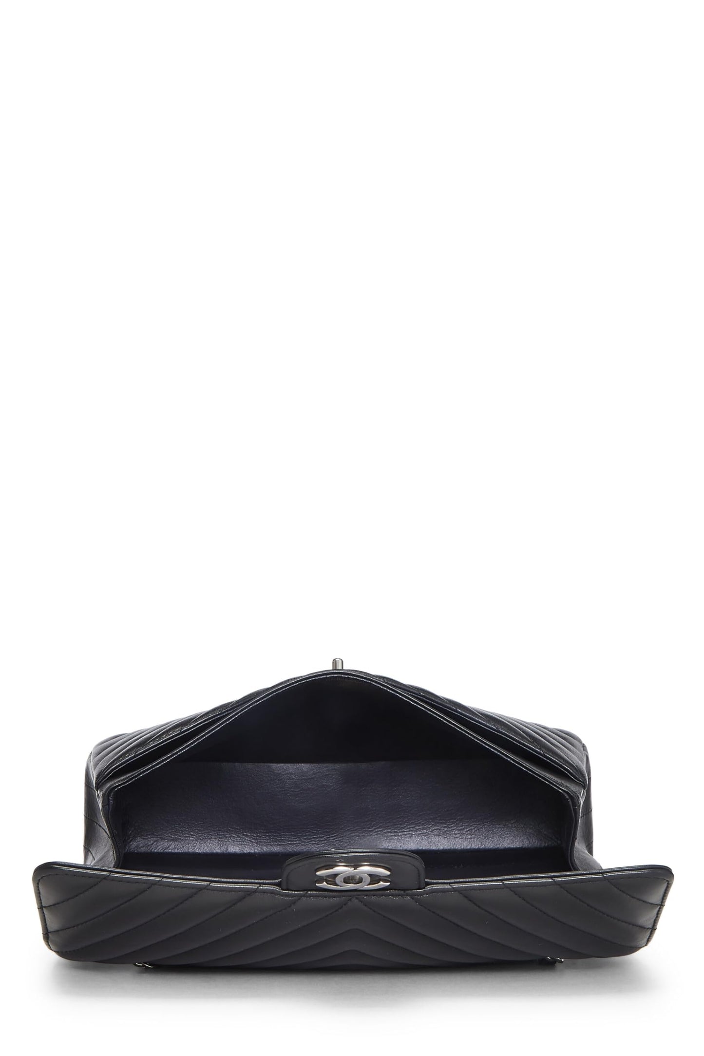 Chanel,  Black Chevron Lambskin Classic Double Flap Medium, Black