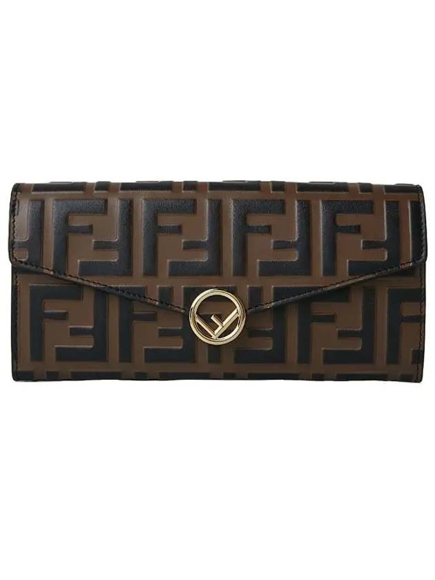 Luxury Fendi FF Logo Long Wallet Brown