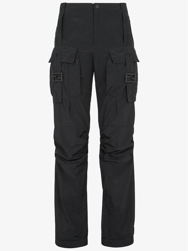 Luxury Fendi Women's Nylon Cargo Track Pants Black