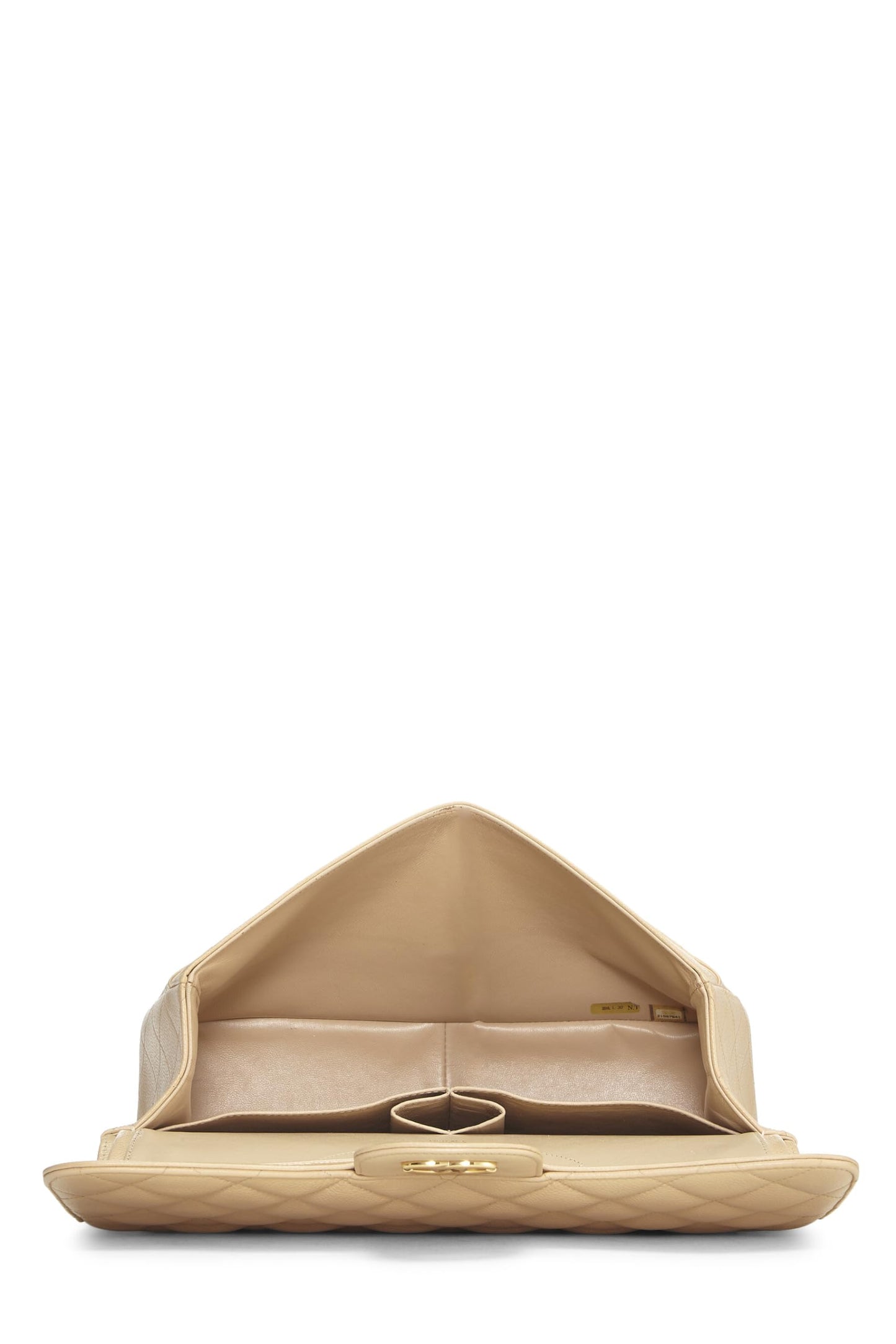Chanel,  Beige Quilted Caviar New Classic Double Flap Jumbo, Beige