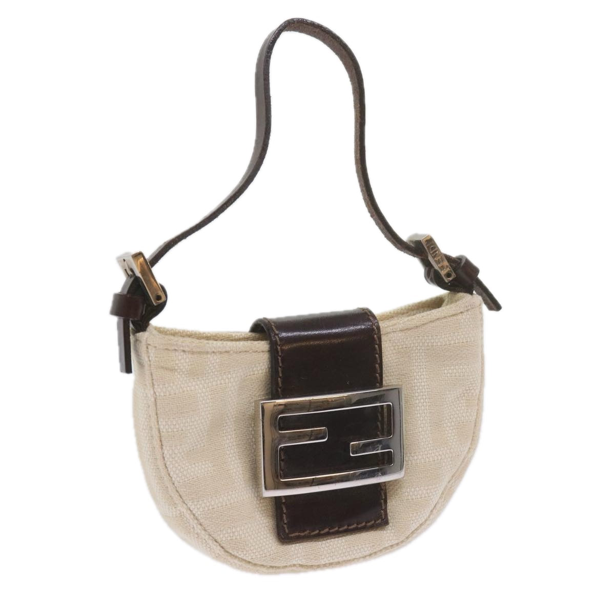Luxury FendiZucca Canvas Mini Mamma Baguette Hand Bag Beige61332