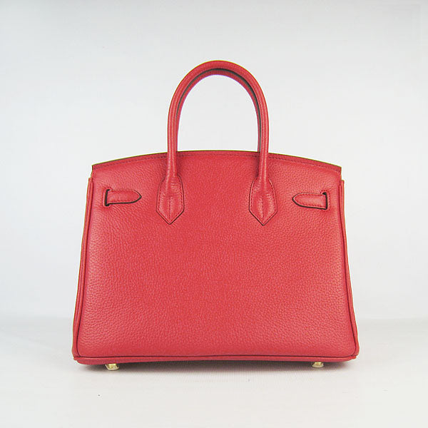Luxury Hermes Birkin 30cm Togo Leather Handbags Red Golden
